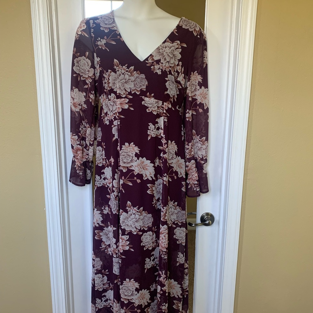 Forever21 Contemporary Burgundy/Floral Maxi Dress
